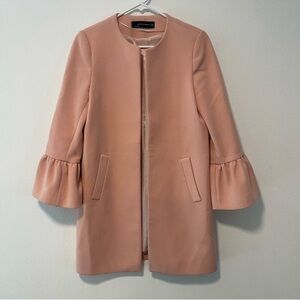 Zara Women's Pink Ruffle Sleeve Coat